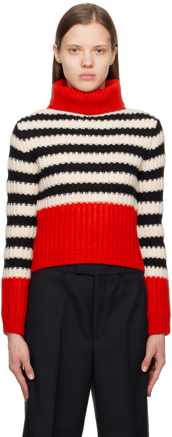 トップス GUCCI Red turtleneck sweater L Gucci Red GG Stripe Turtleneck Gucci