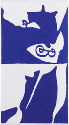 Burberry Navy & White Split EKD Hand Towel