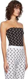 Marine Serre Black Recycled Moon Jersey Second Skin Tube Top