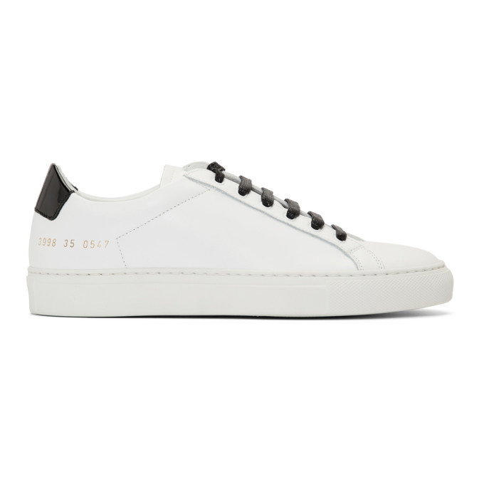Photo: Woman by Common Projects White and Black Retro Low Glossy Sneakers