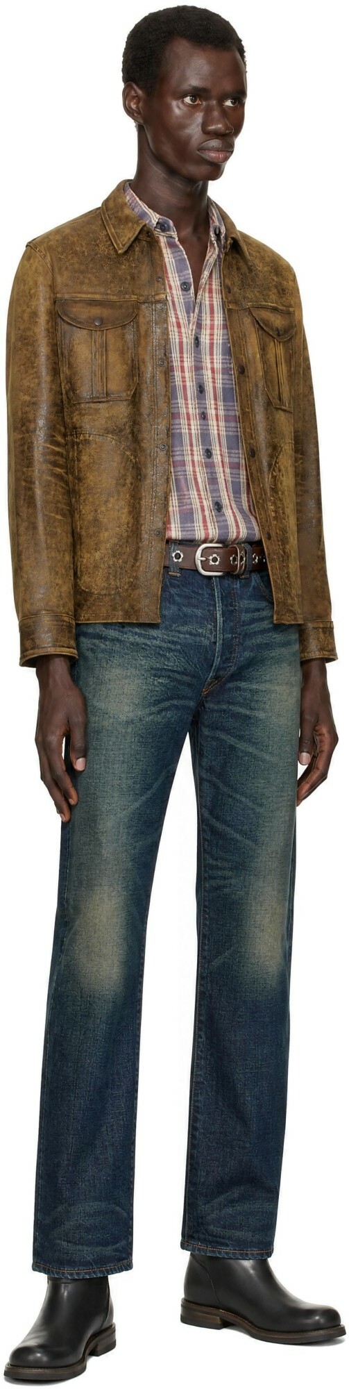 RRL Brown Sheepskin Motor Jacket
