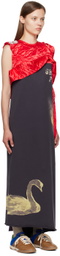 Meryll Rogge Purple & Red Swann Maxi Dress