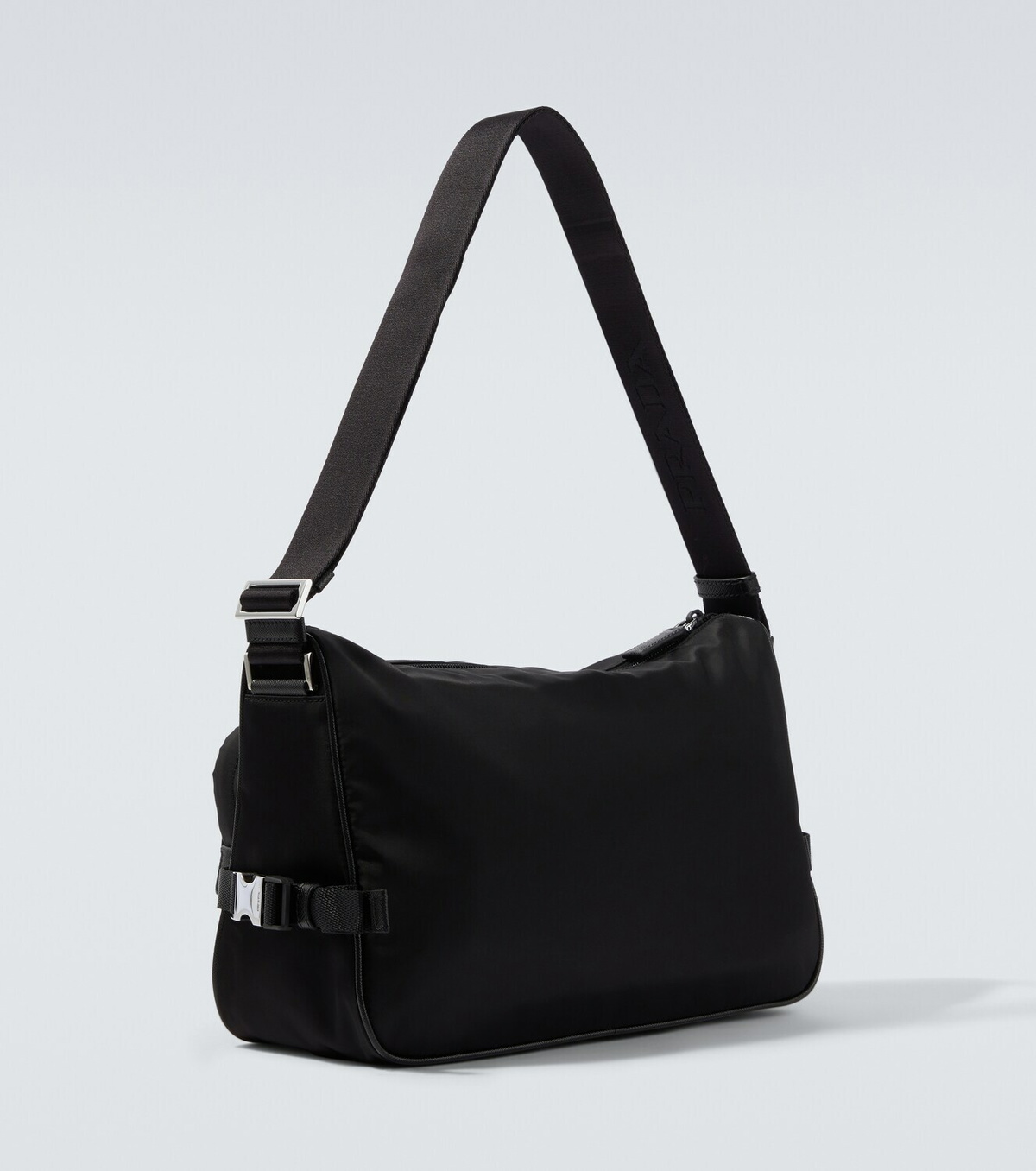 Prada Large leather-trimmed shoulder bag