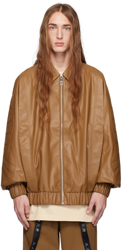 Photo: A. A. Spectrum Brown Coasted Faux-Leather Bomber Jacket