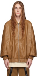 A. A. Spectrum Brown Coasted Faux-Leather Bomber Jacket