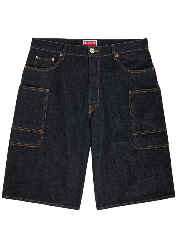 Photo: Kenzo Cargo Monkey Denim Shorts Dark Blue