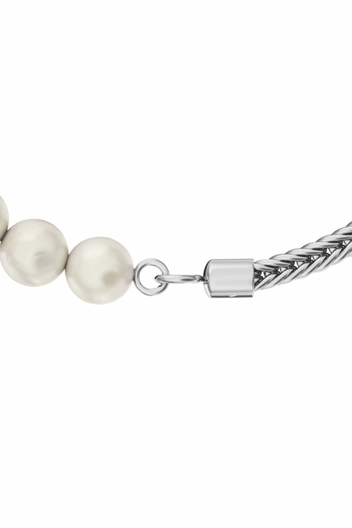 Diesel Sterling silver chain and pearl bracelet - Bracelets - Unisex - Silver