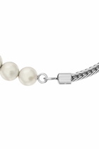 Diesel Sterling silver chain and pearl bracelet - Bracelets - Unisex - Silver