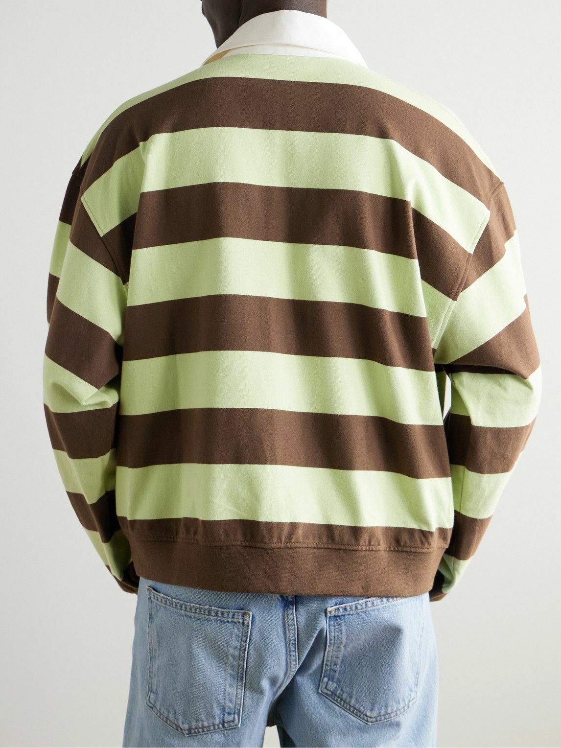 AGOLDE - RSVP Logo-Embroidered Striped Cotton Rugby Shirt - Green