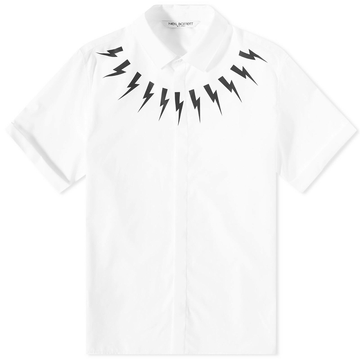Neil Barrett Men's Fairisle Thunderbolt Shirt in White/Black Neil Barrett