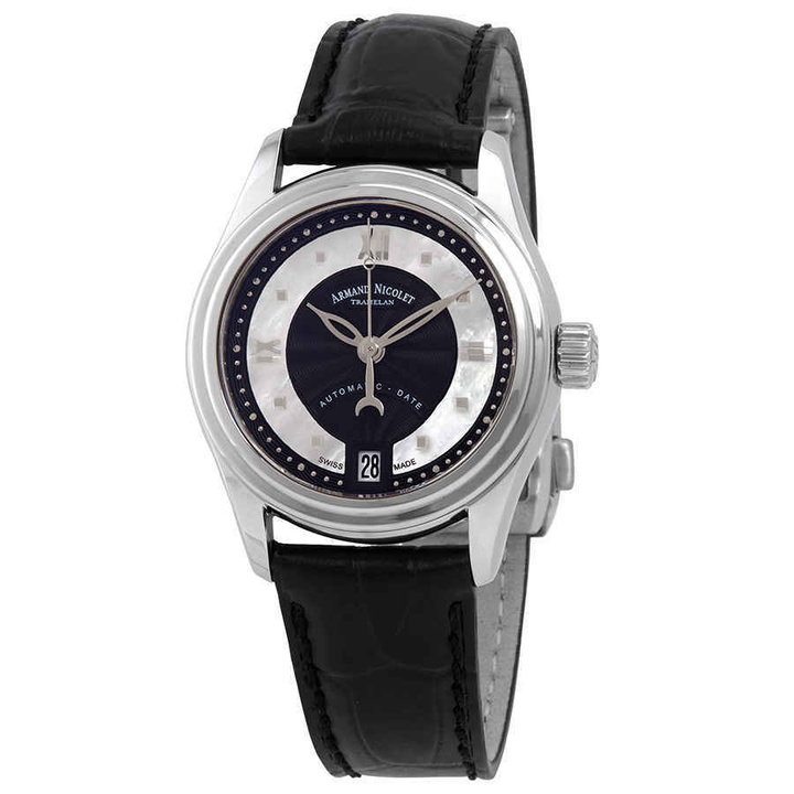 Photo: Armand Nicolet M03-2 Automatic Black Guilloche and White Mother of Pearl Dial Ladies Watch A151AAA-NN-P882NR8