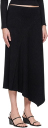 St. Agni Black Asymm Drape Midi Skirt