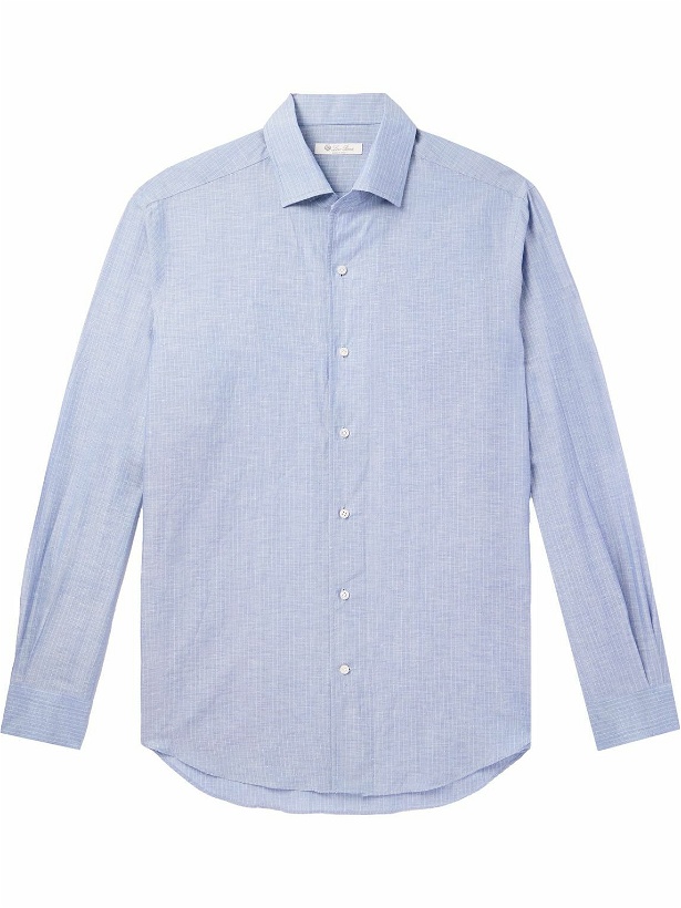 Photo: Loro Piana - Andrè Striped Slub Linen and Cotton-Blend Shirt - Blue