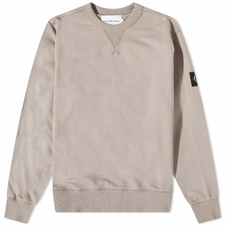 Photo: Calvin Klein Men's Monogram Sleeve Badge Crew Sweat in Beige