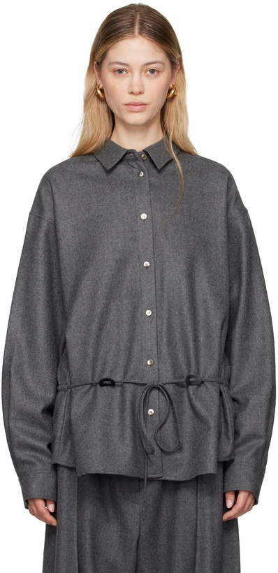 Photo: LE17SEPTEMBRE Gray Wool Drawstring Shirt