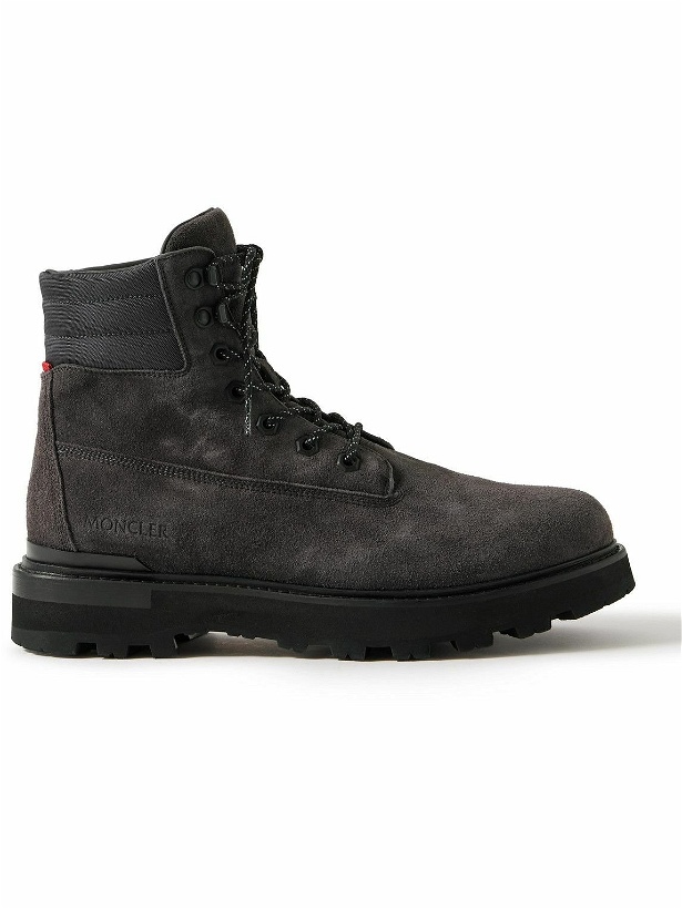 Photo: Moncler - Peka Trek Nylon-Trimmed Suede Hiking Boots - Gray