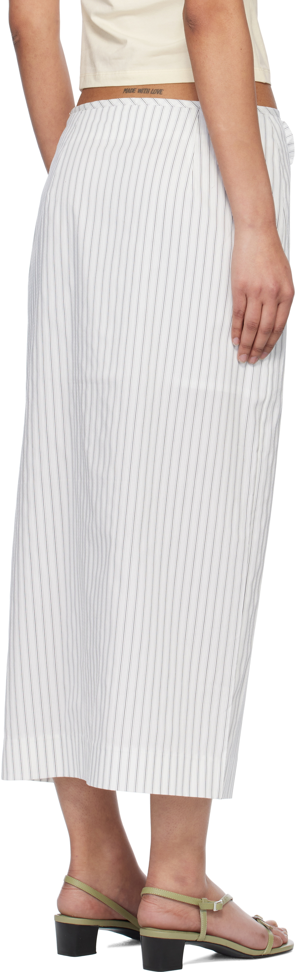 Kijun White Stripe Corsage Maxi Skirt