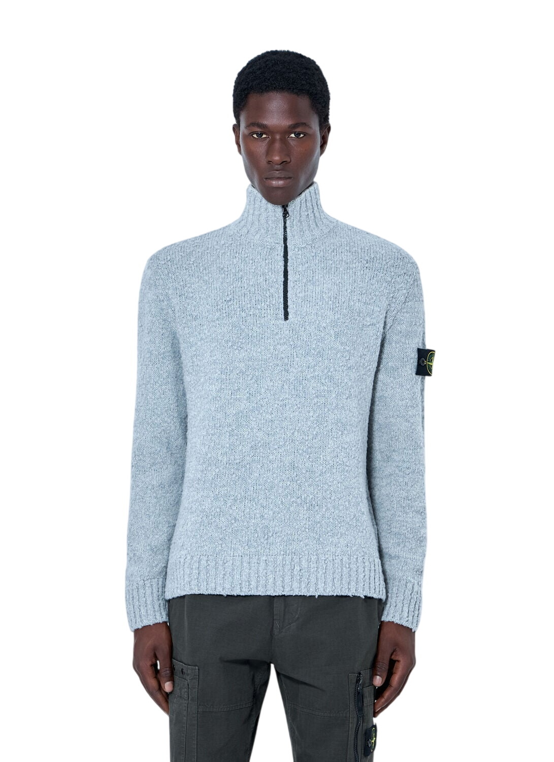 Stone Island Black Rib Knit Zip-Up Sweater Stone Island