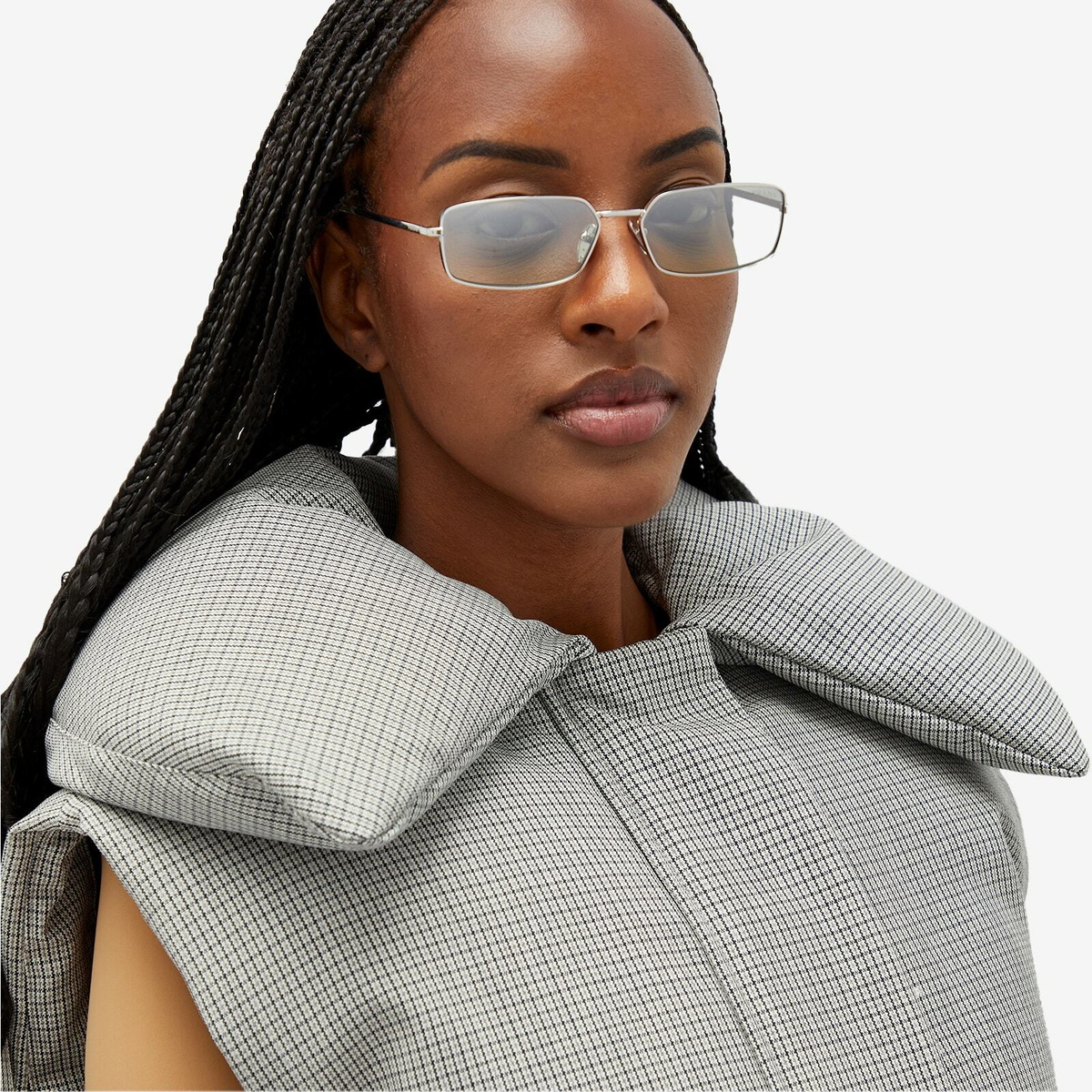 Prada Eyewear Women's A60S Sunglasses in Silver/Light Green Silver Gradient 