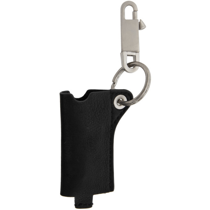 Rick Owens Black Leather Jumbo Lighter Case Keychain