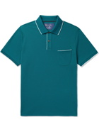 LORO PIANA - Contrast-Tipped Stretch-Cotton Piqué Polo Shirt - Blue - XS