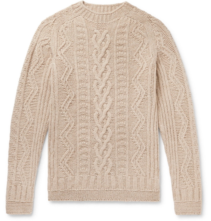 Photo: Howlin' - Supercult Cable-Knit Virgin Wool Sweater - Neutrals