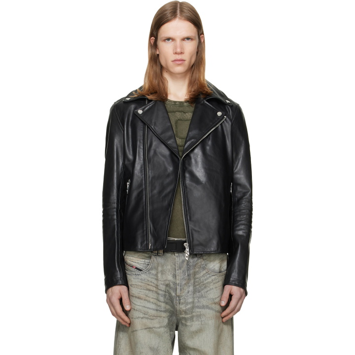 Photo: Diesel Black L-Eo-Wrd Leather Jacket