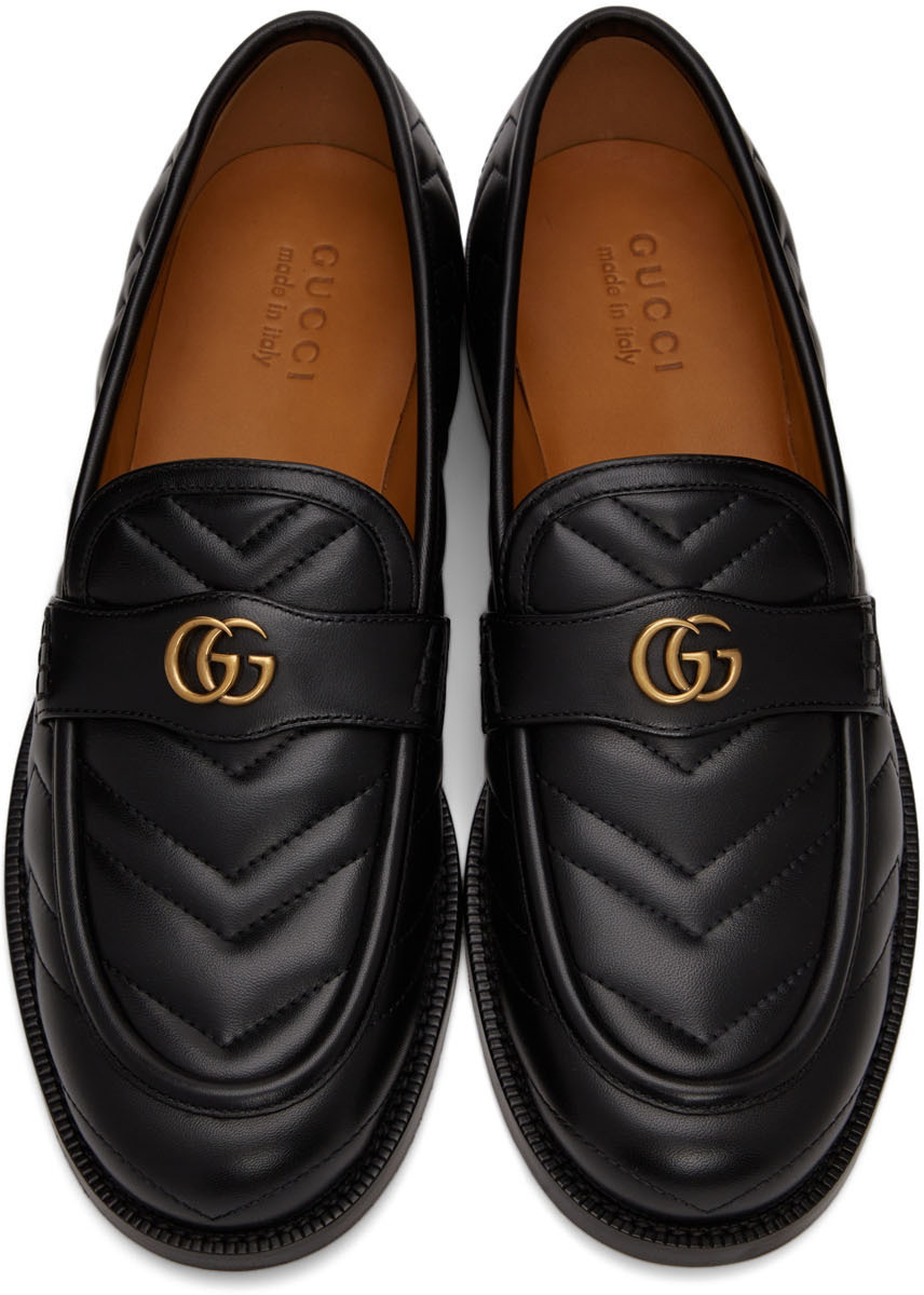 Gucci: Black GG Marmont Loafers