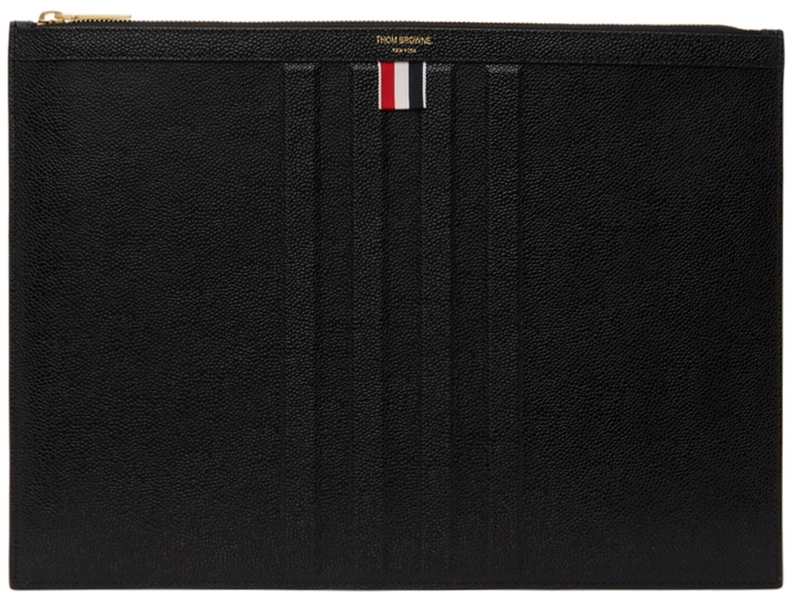 Photo: Thom Browne Black Large 4-Bar Pouch