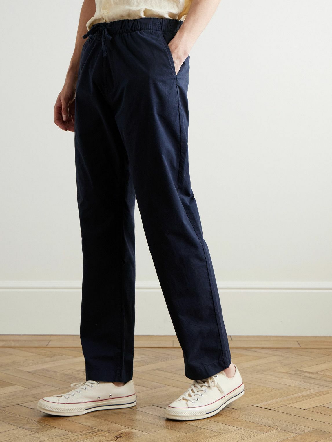Hartford - Joggy Straight-Leg Cotton-Twill Trousers - Blue