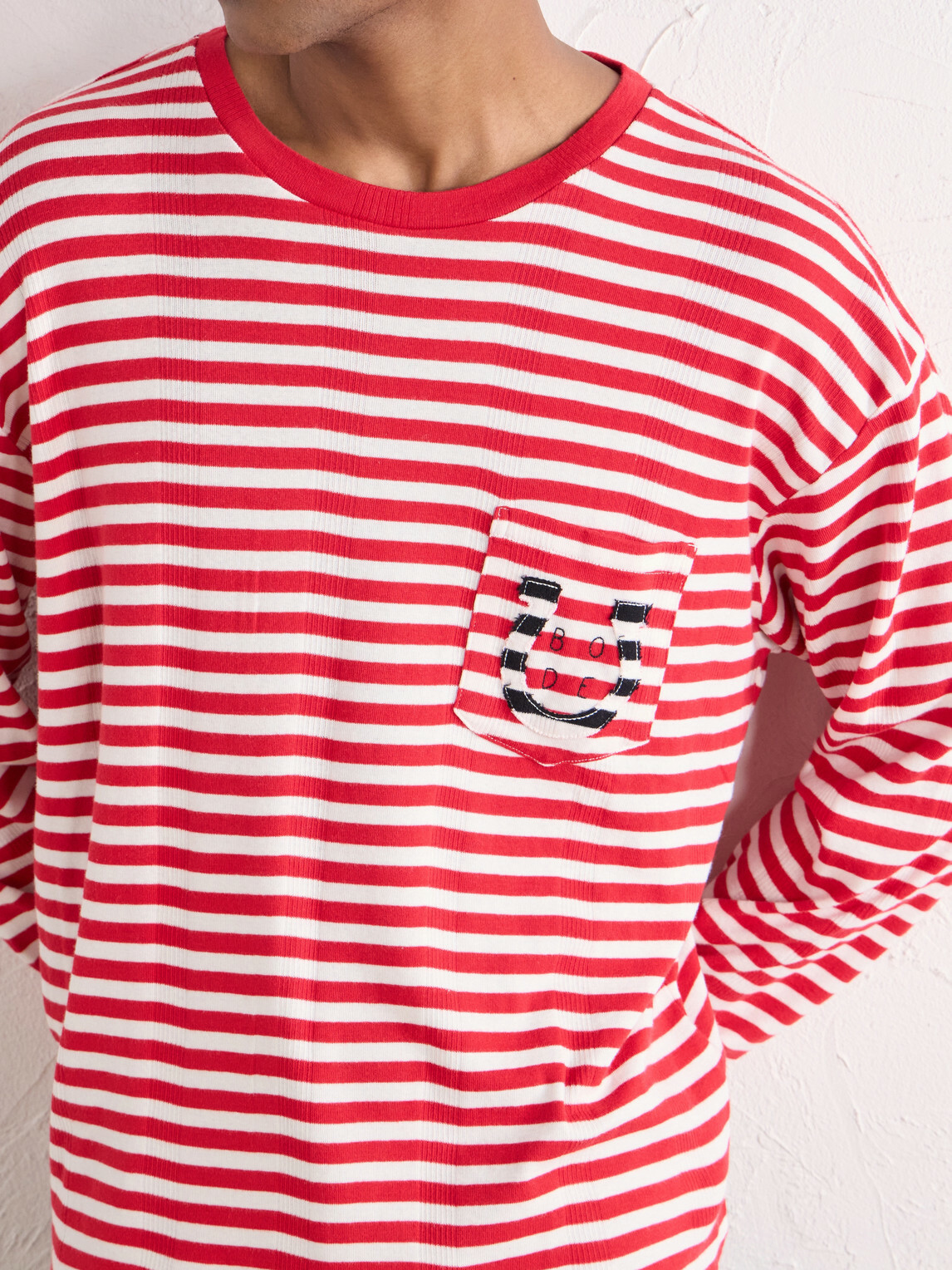 BODE - Logo-Embroidered Striped Ribbed Cotton-Jersey T-Shirt - Red