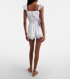 Self-Portrait Embroidered linen and cotton organza romper