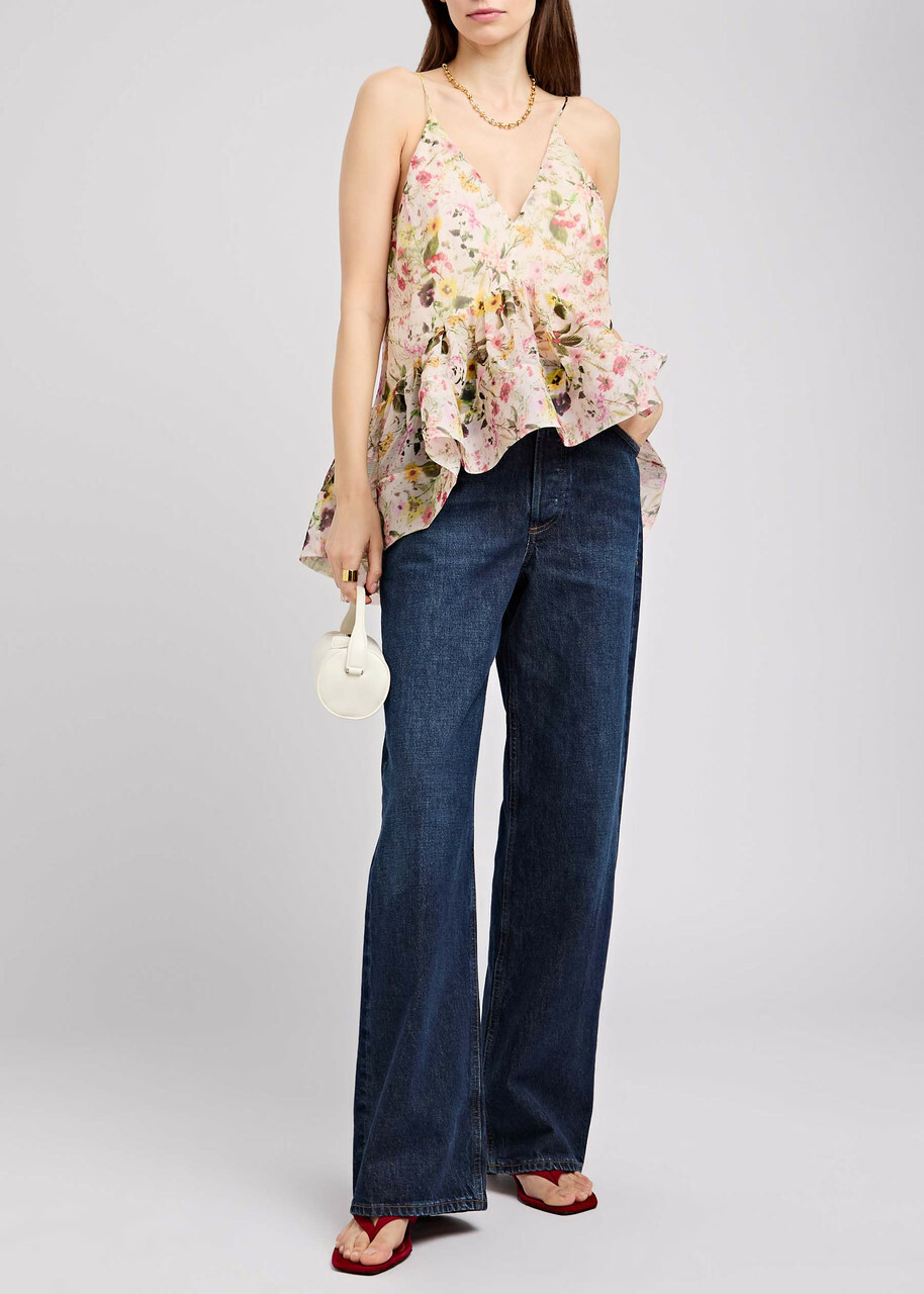 Marques' Almeida Floral-print Chiffon top Multicoloured