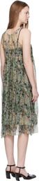 R13 Green Gathered Tank Midi Dress