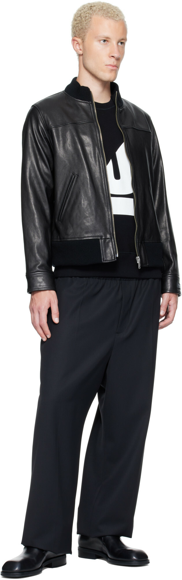UNDERCOVER Black Leather Blouson Jacket
