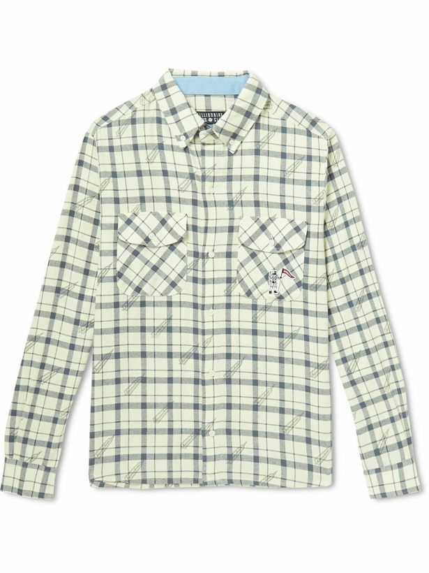 Photo: Billionaire Boys Club - Logo-Appliquéd Printed Checked Cotton-Flannel Shirt - Neutrals