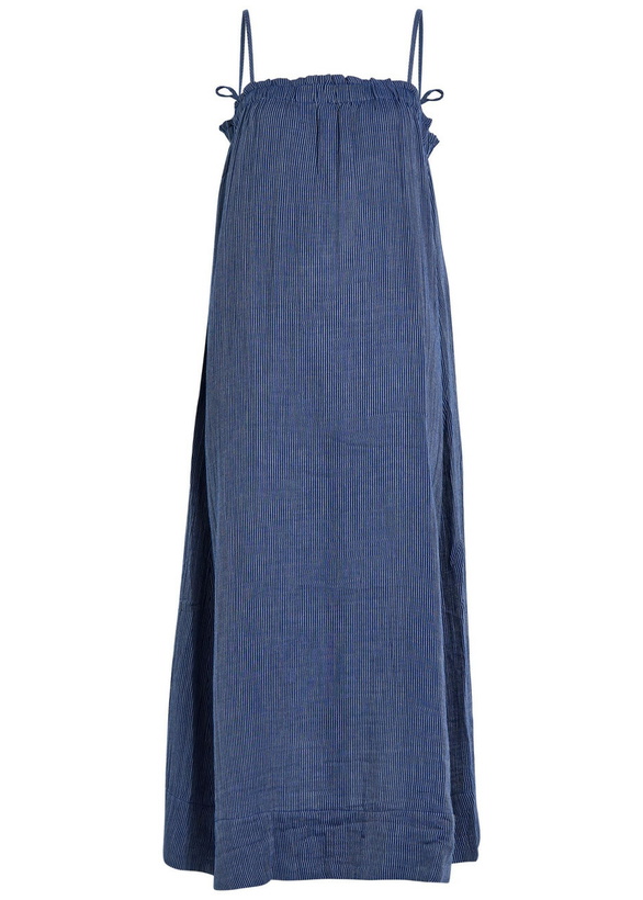 Photo: Eileen Fisher Striped Cotton Midi Dress Navy