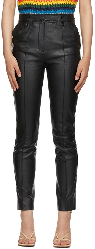 Photo: Victoria Victoria Beckham Black Leather Straight-Leg Trousers