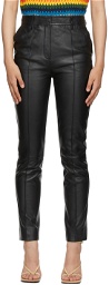 Victoria Victoria Beckham Black Leather Straight-Leg Trousers