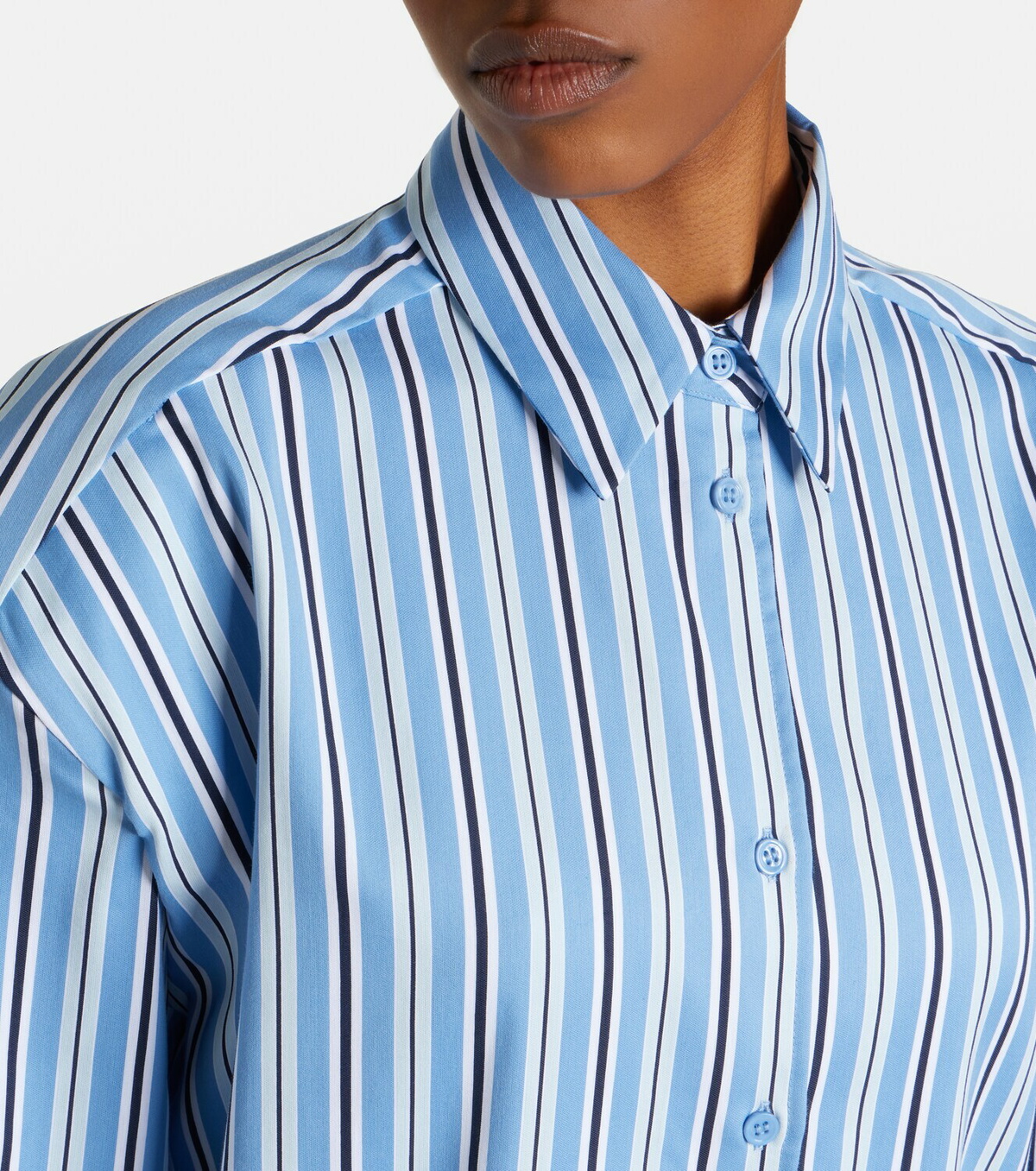 The Frankie Shop Oana striped cotton-blend shirt