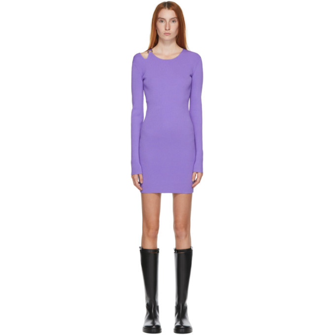 Helmut Lang Purple Knit Ring Dress