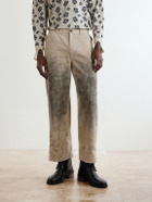 Enfants Riches Déprimés - Straight-Leg Distressed Cotton and Linen-Blend Trousers - Neutrals