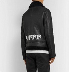 Off-White - Printed Shearling Jacket - Black