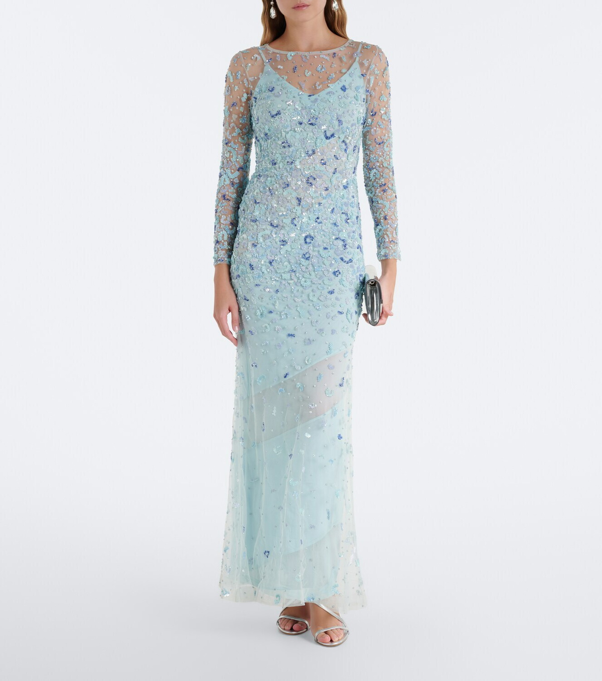 Là Fuori Zion floral sequined gown