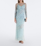 Là Fuori Zion floral sequined gown