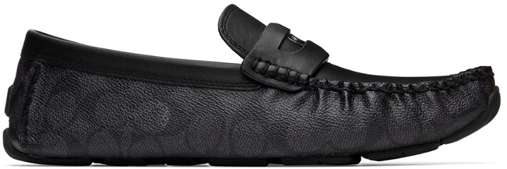 Photo: Coach 1941 Black & Grey Leather Coin Driver Loafers