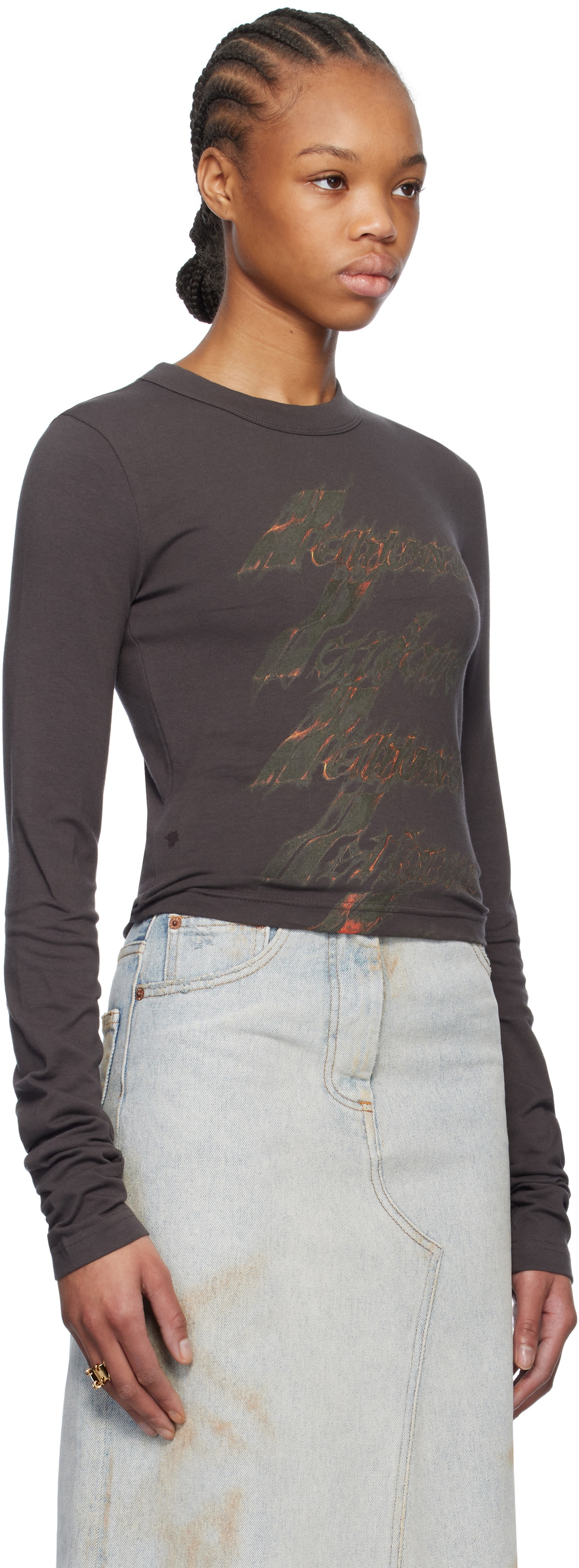 We11done Gray Spark Long-Sleeved T-shirt