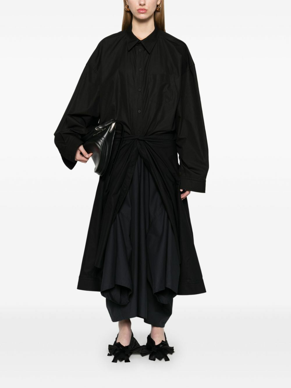 balenciaga ワンピース BALENCIAGA Asymmetric one-shoulder frayed draped crepe gown
