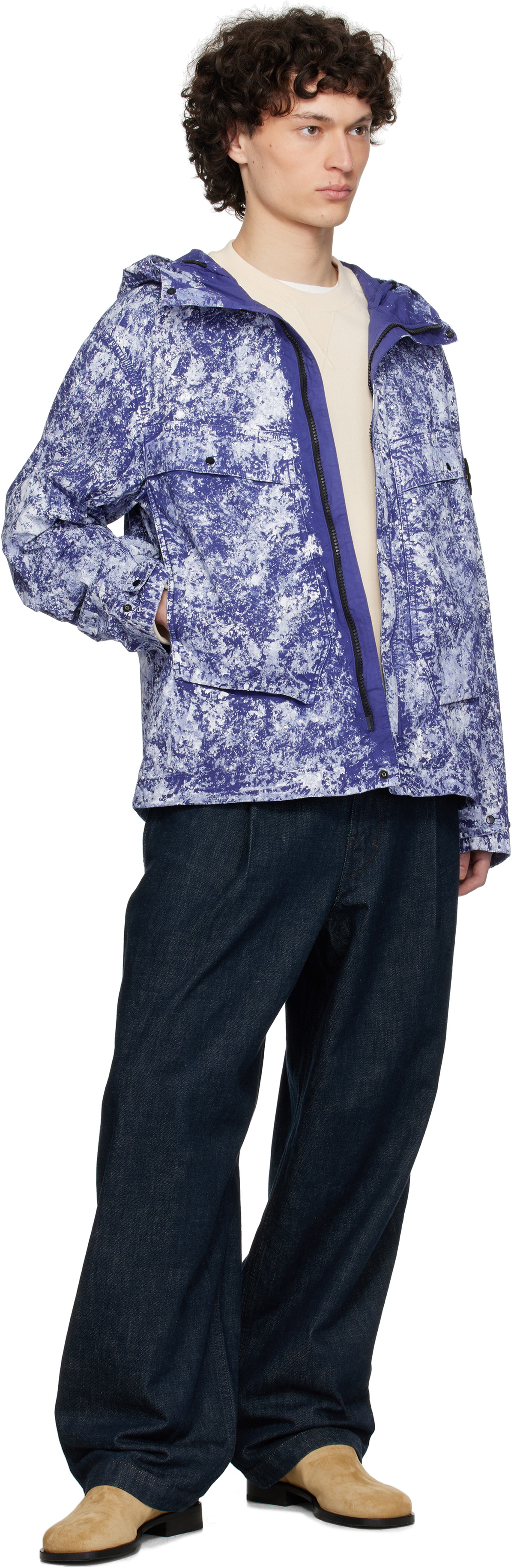 Stone Island Blue White Pigment On Tela Paracadute Stretch-TC