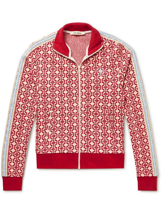Photo: Wales Bonner - Power Crochet-Trimmed Organic Cotton-Jacquard Track Jacket - Red